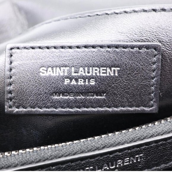 Yves Saint Laurent  College Medium Monogram Chevron Leather Crossbody Bag Black - Picture 12 of 12